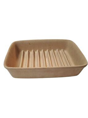 The Pampered Chef Stoneware Rectangle Baking Dish 9"x6.75"x1.75" Beige Ribbed US
